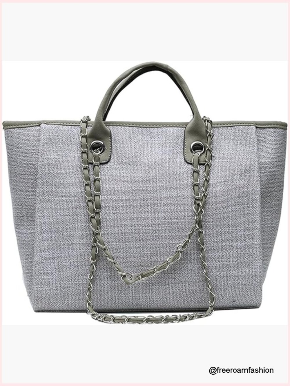 Large Canvas Tote Bag With Zipper Pockets For Work Travel
